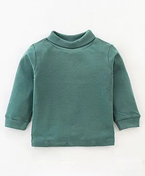 Pink Rabbit Cotton Full Sleeves Solid Tee - Forest Green