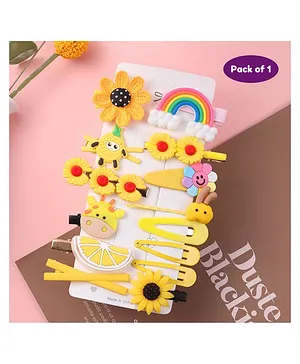 Puchku Hair Pins Accessories for Girls Rainbow Unicorn Flower Design Pack of 1 (Random Design)