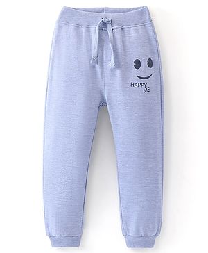 Babyhug Cotton Looper Knit Full Length Lounge Pants Text Printed -  Blue
