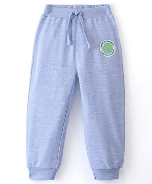 Babyhug Cotton Looper Full Length Lounge Pant with Text Print - Blue