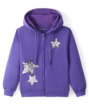 Pine Kids Full Sleeves Hooded Front Open Bio Washed Sweat Jacket - Blue
