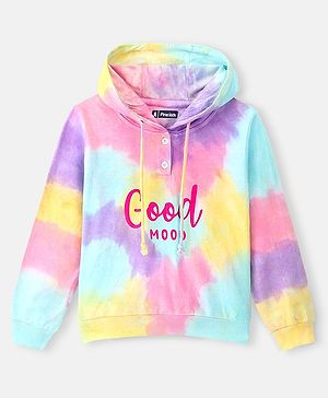 Pine Kids Full Sleeves Tie & Dye Hooded  Biowashed Sweatshirt - Multicolor