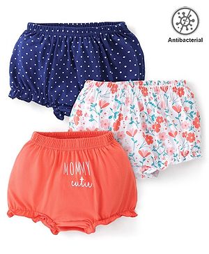 Babyhug 100% Cotton Knit Antibacterial Bloomers Floral Print Pack of 3 - Multicolour
