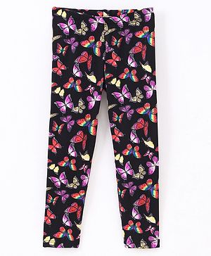 CrayonFlakes  Seamless Butterflies Printed Leggings - Black