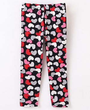 CrayonFlakes Hearts Printed Leggings -Black
