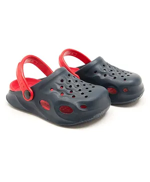 Beanz Perforated  Designed Clogs - Navy  Blue And Red