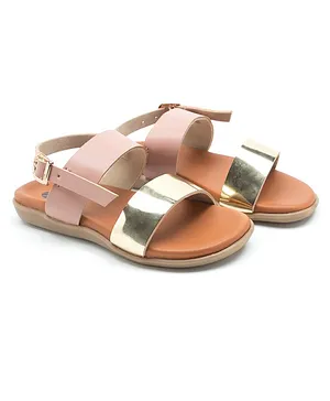 Beanz  Double Strap Buckle Closure Sandals -Tan And Pink
