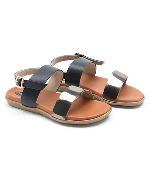 Beanz  Double Strap Buckle Closure Sandals - Tan And Black