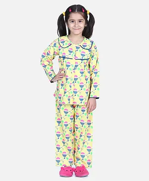 BownBee  Full Sleeves Air Balloon  Printed  Night Suit - Yellow