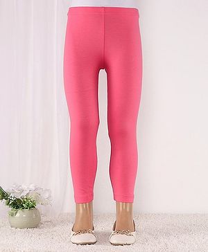 Babyhug Cotton Lycra Full Length Leggings Solid Color - Pink