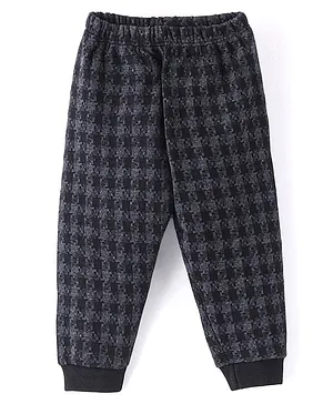 Simply Full Length Checked Fleece & Woollen Pant- Black