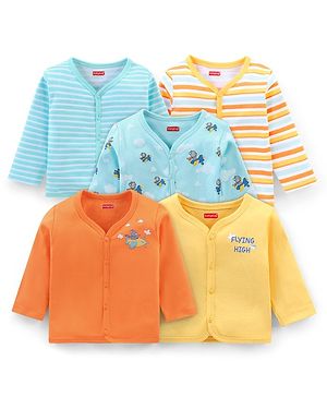 Babyhug 100% Cotton Bear Printed Antibacterial Vest Pack of 5 - Multicolour