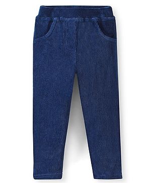 Babyhug Full Length Cotton Knit Corduroy Jeggings - Blue