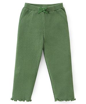 Babyhug Cotton Lycra Full Length Legging Solid Colour - Green
