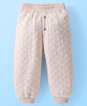 Babyhug Cotton Looper Full Length Lounge Pant Checkered - Cream