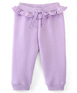Babyhug Quilted Cotton Looper Full Length Solid Lounge Pant  - Lavender