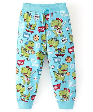 Babyhug Cotton Knit Full Length Lounge Pant Dino Printed - Blue