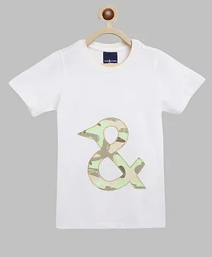 Tales & Stories Half Sleeves Brand Logo Patch Detailed Tee - White