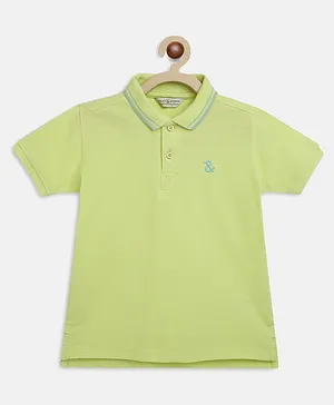 Tales & Stories Half Sleeves Solid Polo Tee - Green
