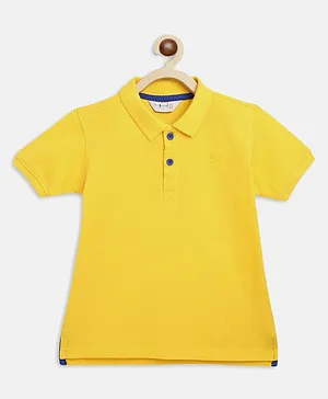 Tales & Stories Half Sleeves Solid Polo Tee - Yellow