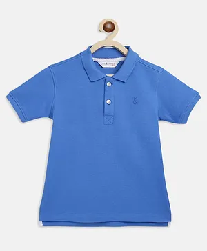 Tales & Stories Half Sleeves Solid Polo Tee - Royal Blue