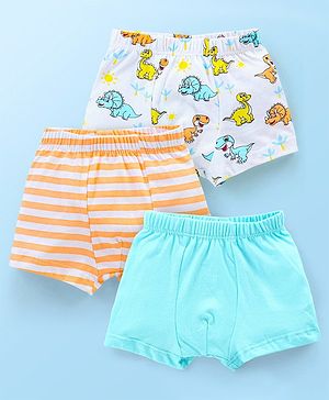Babyhug 100% Cotton Trunk Dino Print Pack of 3 - Multicolour