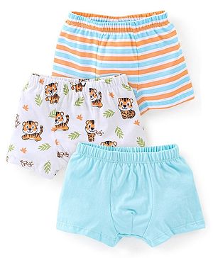 Babyhug 100% Cotton Briefs with Cubs & Stripes Print Pack of 3 - Multicolor
