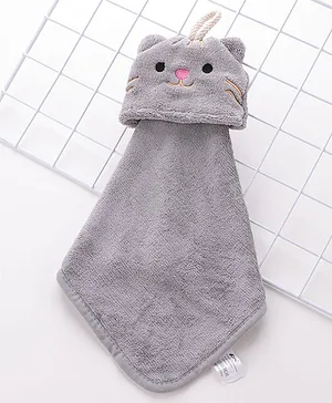 Animal Design Free Size Hand & Face Towel - Grey