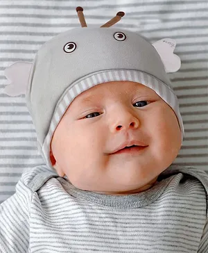 Baby Moo 3D Cartoon Face Detailed Ear Cap - Grey