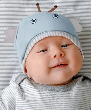 Baby Moo Cartoon Face Design Cap - Blue
