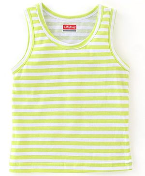 Babyhug 100% Cotton Knit Sleeveless Sando Striped - Green