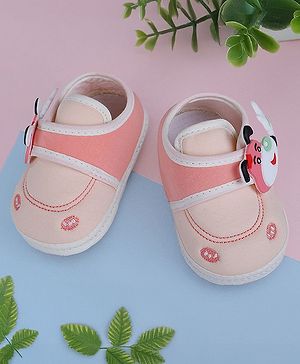 Baby Moo Velcro Closure Puppy Face Soft Sole Anti Slip Booties - Pink