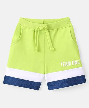 Babyhug Cotton Looper Shorts Colour Block Design - Green