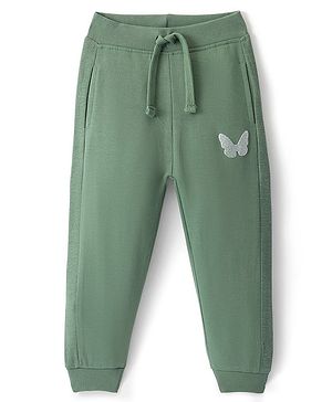Babyhug Cotton Looper Knit Full Length Lounge Pants Butterfly Printed - Green