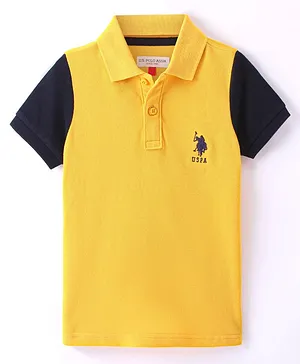 US Polo Assn Half Sleeves Color Block Polo T-Shirt - Yellow