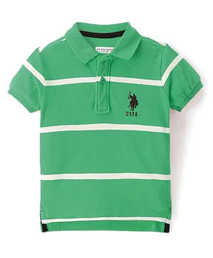 US Polo Assn Cotton Half Sleeves T-Shirt Striped - Green