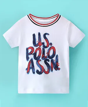 US Polo Assn Cotton Half Sleeves T-Shirt Logo Print - Yellow