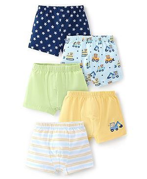 Babyhug 100% Cotton Knit Bear Printed Trunk Pack of 5 - Multicolour