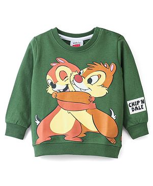 Babyhug 100% Cotton Knit Full Sleeves with Chip & Dale Graphics Sweatshirt - Green