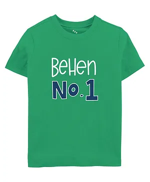 Zeezeezoo Rakhi Theme Half Sleeves Behen No 1 Printed Tee - Green