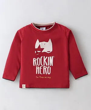 Ollypop Sinker Full Sleeves T-Shirt Rockin Hero Print - Maroon