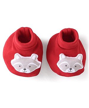 Babyhug 100% Cotton Knit Booties With Koala Design - Red