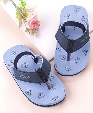 Babyoye Flip Flops With Back Strap Koala Print - Light Blue
