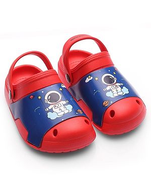 Cute Walk by Babyhug Clogs with Back Strap Astronaut Print - Red