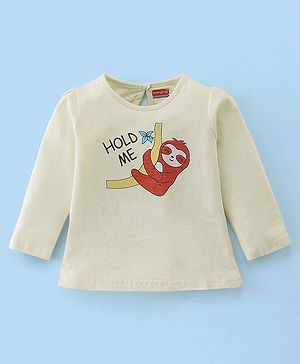 Babyhug 100% Cotton Knit Full Sleeves Top Sloth Graphics - Cream