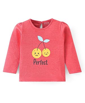 Babyhug 100% Cotton Knit Full Sleeves Top Berry Graphics - Red