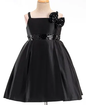 Buy Stylo Bug Girls Glitter Printed Square Neck Sleeveless Layered Party  Wear Dress Black online