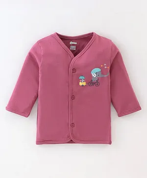 OHMS Cotton Jersey Knit Full Sleeves Vests Elephant Print - Pink