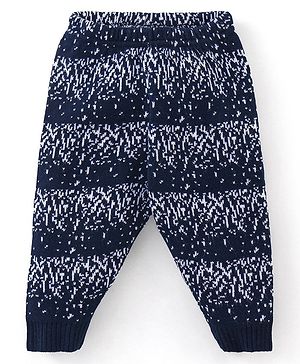 Babyhug Fleece Full Length Woollen Pant Dotted Print - Navy Blue