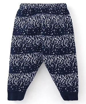 Babyhug Fleece Full Length Woollen Pant Dotted Print - Navy Blue